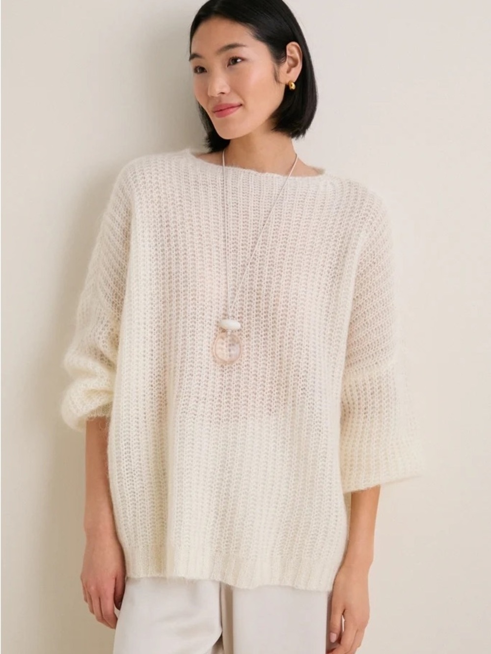 NWT TUCKERNUCK Ivory Mohair Francine Crewneck Size Small